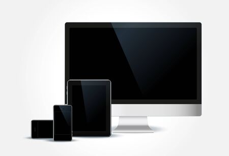  set mobile phone, tablet pc and computerのイラスト素材