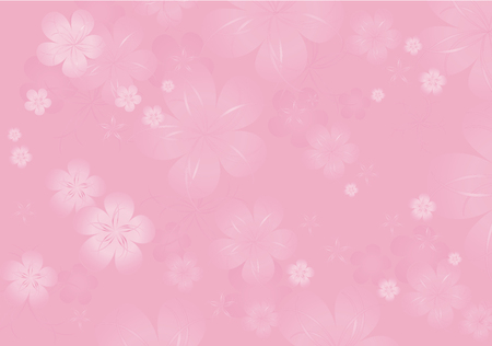 Vector abstract illustration. Sakura blossoms on light Pink color horizontal background.のイラスト素材