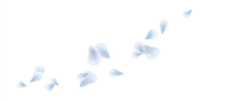 Petals Roses Flowers. Blue White Sakura flying petals isolated on white background. Vector EPS 10, cmykのイラスト素材