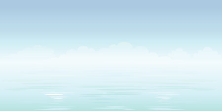Blue sea background. Sky, clouds and ocean. Horizontal.のイラスト素材