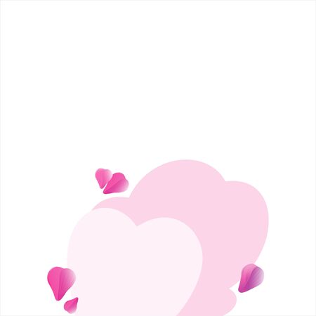 Valentines day card. Pink flying petals and space for text. Hearts. Pink clouds. Vector EPS 10 cmykのイラスト素材