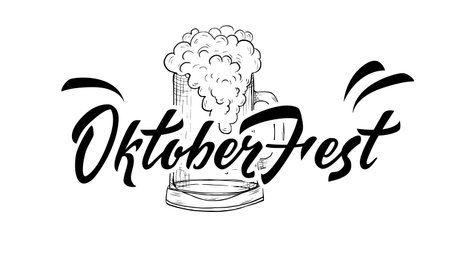 Oktoberfest 2018 handwritten lettering with hopes.のイラスト素材