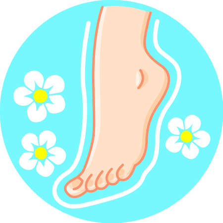 Flat illustration of foot mask label, foot care and treatmentのイラスト素材