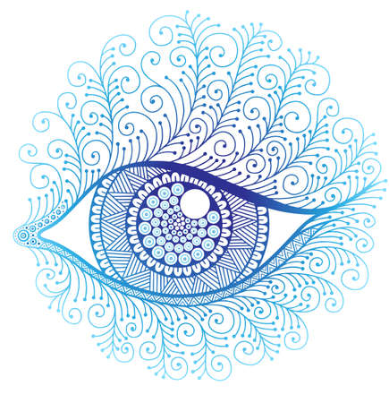 Vector coloring book page for adults. Astrology, occult, esoteric insight sign with eyeのイラスト素材