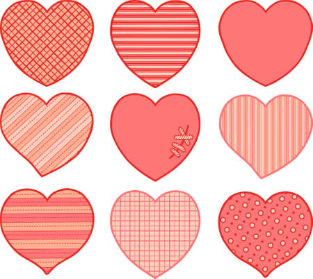 Card for Valentines Day. Hearts in a doodle style. Setのイラスト素材
