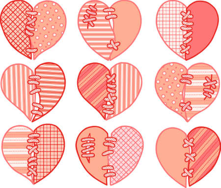 Card for Valentines Day. Hearts in a doodle style. Setのイラスト素材