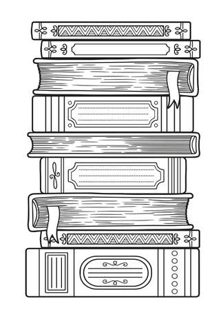 Vector coloring book page. World Book Day. Detailed doodle coloring page for adultsのイラスト素材