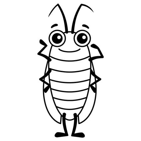 Coloring Insect for children coloring book. Funny cockroach in a cartoon styleのイラスト素材