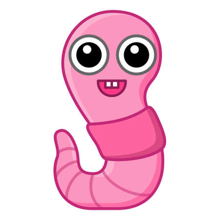 Funny Worm. Insect in a cartoon styleのイラスト素材