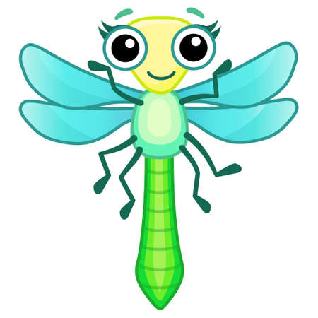 Funny dragonfly. Insect in a cartoon styleのイラスト素材