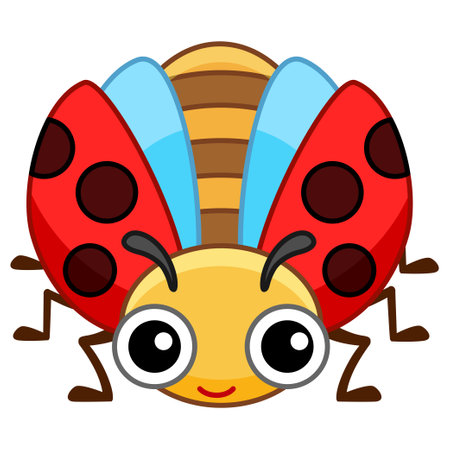 Funny ladybug. Insect in a cartoon styleのイラスト素材
