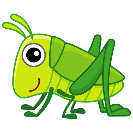 Funny grasshopper. Insect in a cartoon styleのイラスト素材