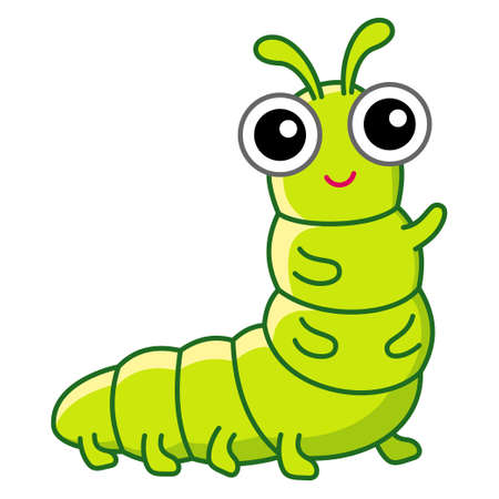 Funny caterpillar. Insect in a cartoon styleのイラスト素材
