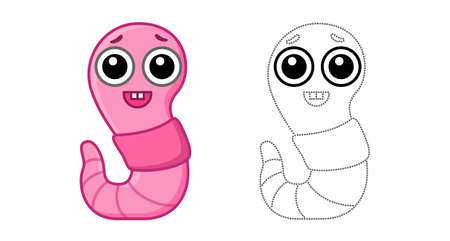 Funny worm. Coloring Insect in a cartoon styleのイラスト素材