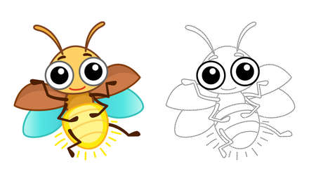 Funny firefly. Coloring Insect in a cartoon styleのイラスト素材