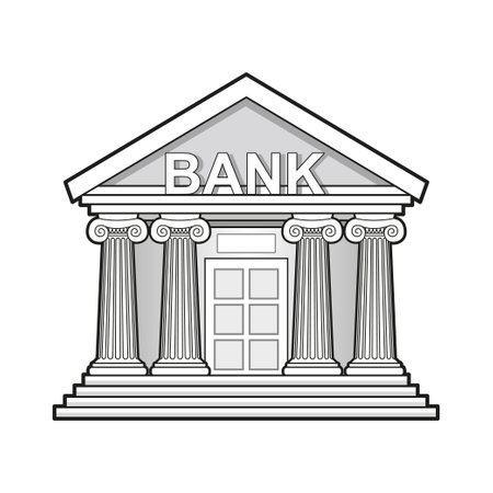 Stylized bank building with columnsのイラスト素材