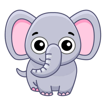 Vector Zoo animal. Funny little elephant in a cartoon styleのイラスト素材