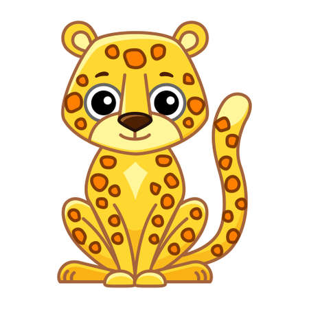 Vector Zoo animal. Funny little leopard in a cartoon styleのイラスト素材