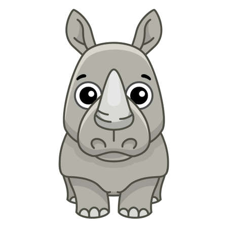 Vector Zoo animal. Funny little rhino in a cartoon styleのイラスト素材