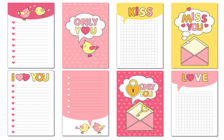 Set of funny stickers. Elements for design Love story, for weddings day or valentines dayのイラスト素材