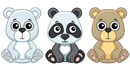 Zoo animal. Funny little panda in a cartoon styleのイラスト素材
