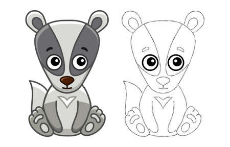 Funny Forest animal. Coloring badger in a cartoon styleのイラスト素材