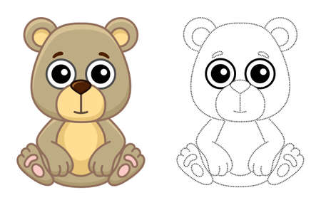 Funny Forest animal. Coloring bear in a cartoon styleのイラスト素材