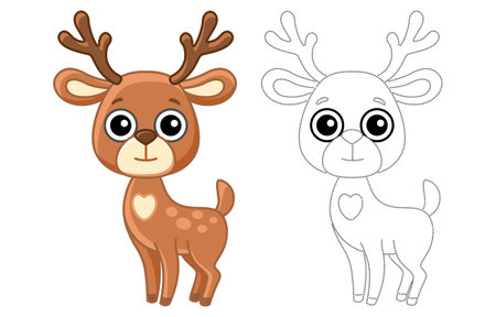 Funny Forest animal. Coloring deer in a cartoon styleのイラスト素材