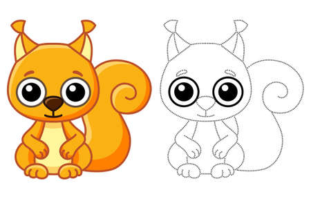 Funny Forest animal. Coloring squirrelin a cartoon styleのイラスト素材