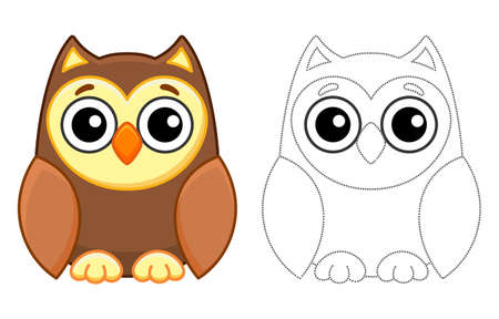 Funny Forest animal. Coloring owl in a cartoon styleのイラスト素材