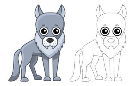 Funny Forest animal. Coloring wolf in a cartoon styleのイラスト素材
