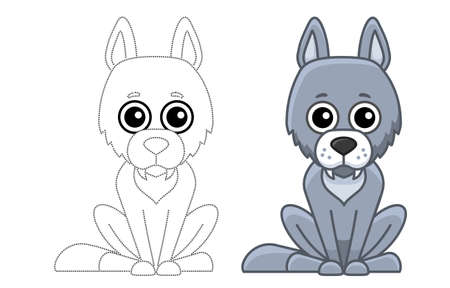 Funny Forest animal. Coloring wolf in a cartoon styleのイラスト素材
