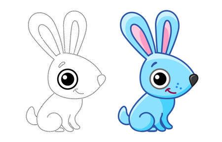 Funny Forest animal. Coloring hare, rabbit in a cartoon styleのイラスト素材