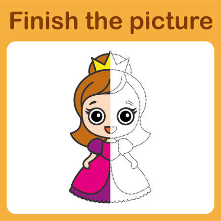 Connect the dot and complete the picture. Simple coloring for children. Drawing gameのイラスト素材