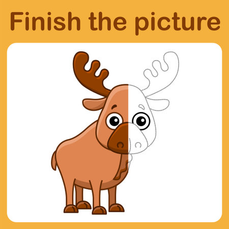 Connect the dot and complete the picture. Simple coloring for children. Drawing gameのイラスト素材