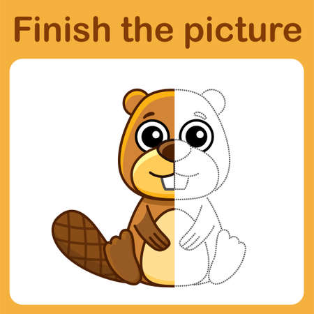Connect the dot and complete the picture. Simple coloring for children. Drawing gameのイラスト素材