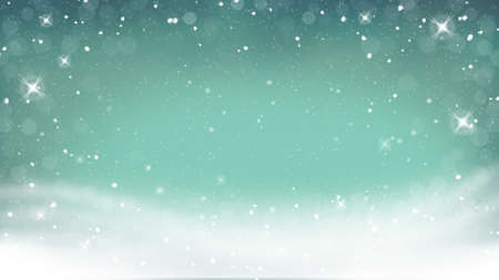 Shiny glitter Star-shaped with a bokeh lights, Snow falling on blue background. Winter Christmas background, Merry Christmas and New Year Holidayの写真素材