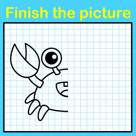 Complement the crab with a symmetrical picture and paint it. A simple drawing game for kidsのイラスト素材