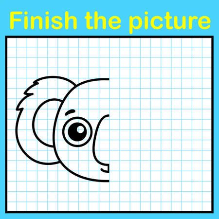 Complement the koala with a symmetrical picture and paint it. A simple drawing game for kidsのイラスト素材