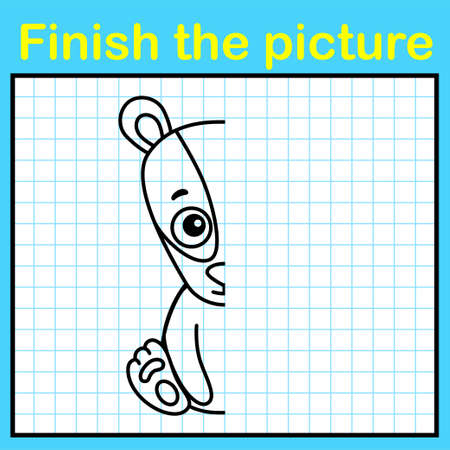 Complement the badger with a symmetrical picture and paint it. A simple drawing game for kidsのイラスト素材