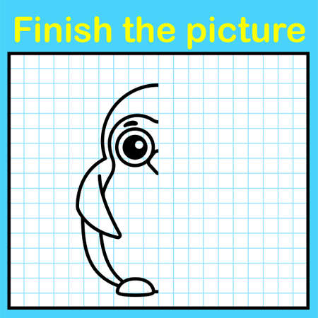 Complement the penguin with a symmetrical picture and paint it. A simple drawing game for kidsのイラスト素材