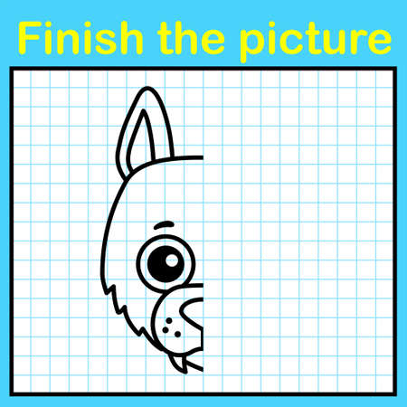 Complement the wild with a symmetrical picture and paint it. A simple drawing game for kidsのイラスト素材