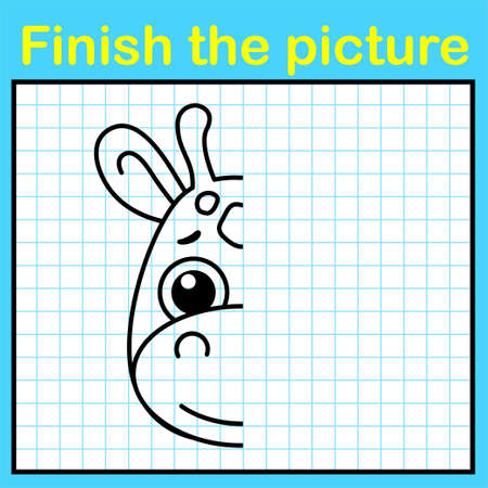 Connect the dot and complete the picture. Simple coloring giraffe. Drawing game for childrenのイラスト素材