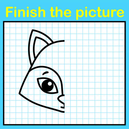 Complement fox with a symmetrical picture and paint it. A simple drawing game for kidsのイラスト素材
