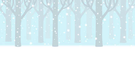 Vector background of snowy forest, snowfall, winter landscapeのイラスト素材