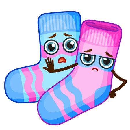 Vector bright and funny emoji socks in a cartoon styleのイラスト素材