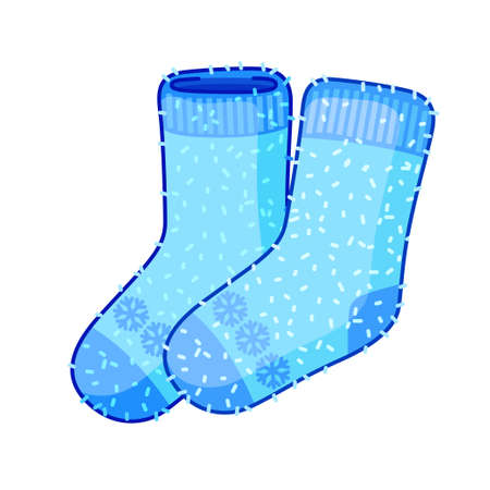 Vector icon winter socks. Funny sticker elementのイラスト素材
