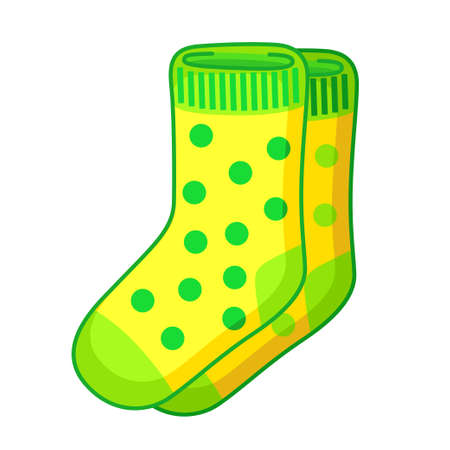 Vector icon winter socks. Funny sticker elementのイラスト素材