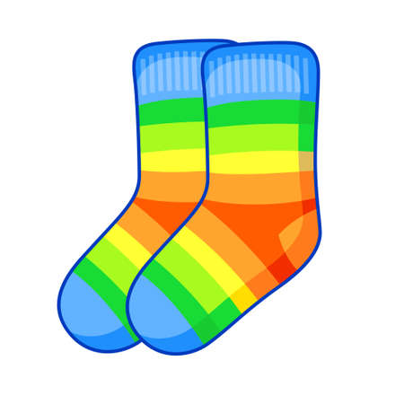 Vector icon winter socks. Funny sticker elementのイラスト素材