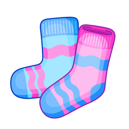 Vector icon winter socks. Funny sticker elementのイラスト素材